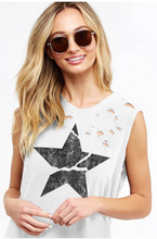 Load image into Gallery viewer, Sleeveless Distressed Star Tank Top
